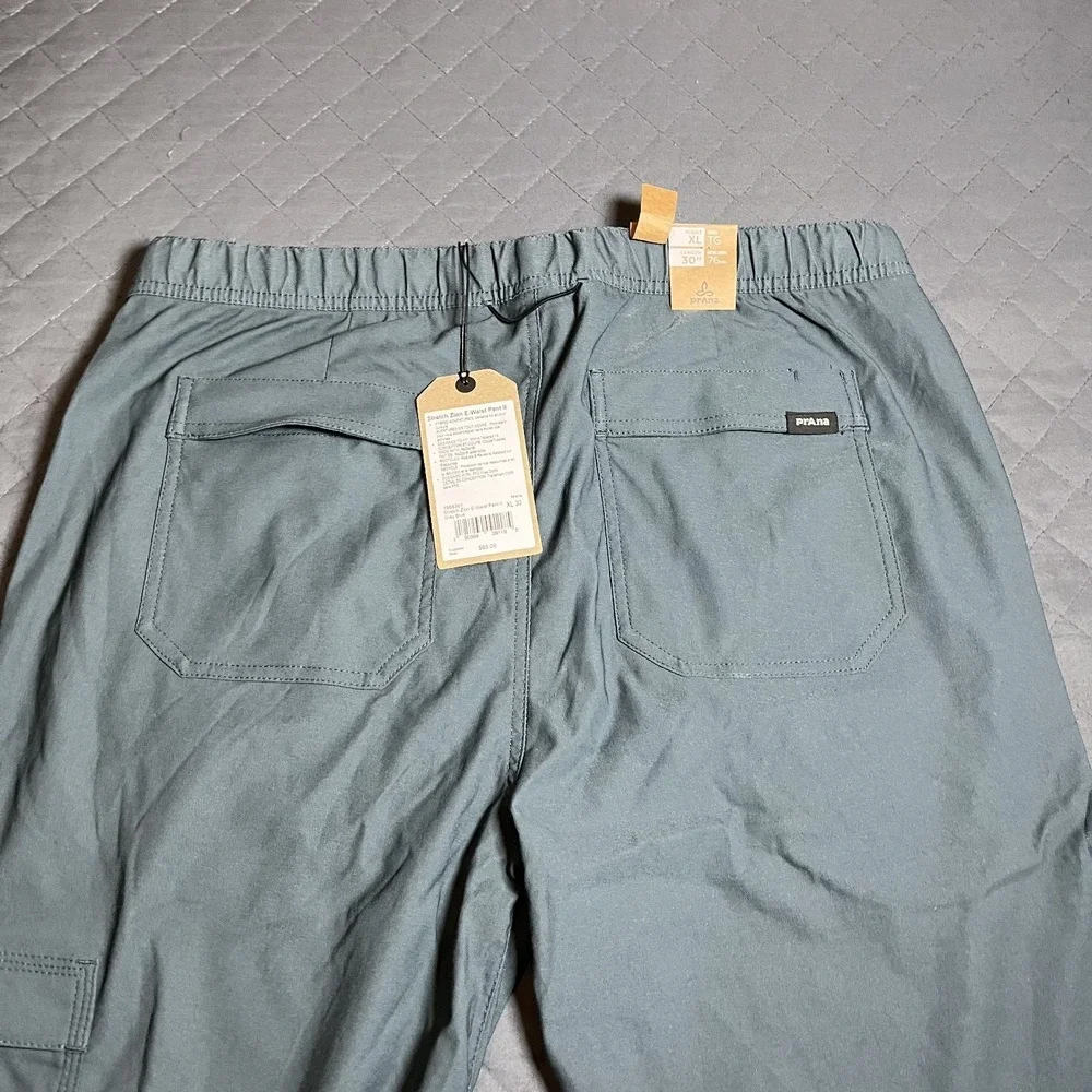 Prana Mens XL‎ x 30 Stretch Zion E-Waist Pants II Grey Blue Standard Fit - NWT